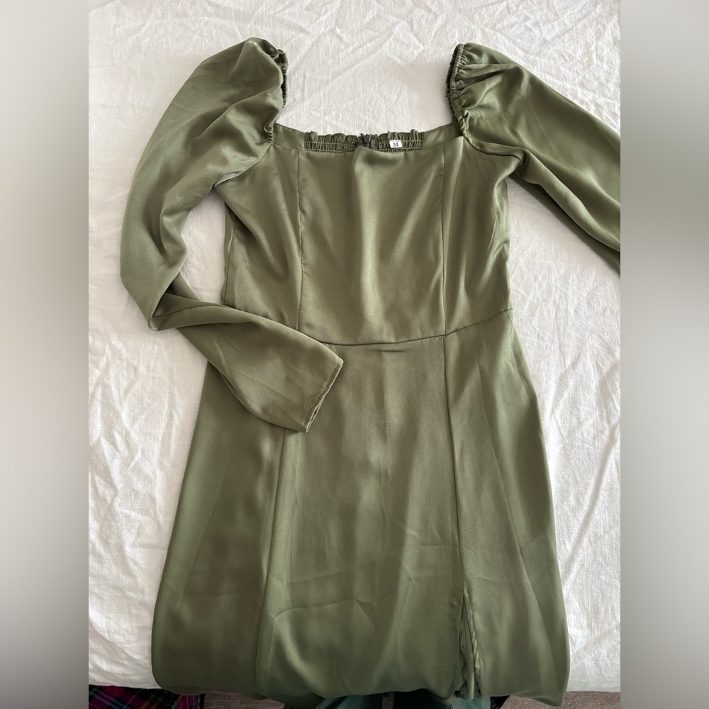 Elegant Olive Green Women's Dress